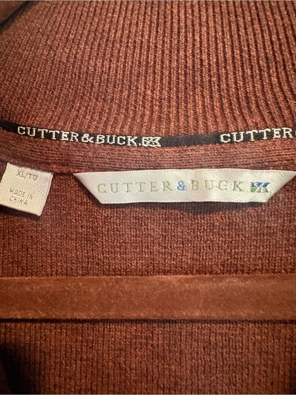 Cutter & Buck Men’s Quarter Zip Ribbed Sweater Preppy Classic Cotton X-Large